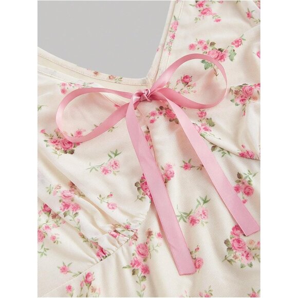 Plus Size Floral Mesh Bodycon Fishtail Wedding Guest Dress Sleeveless - Picture 4 of 4